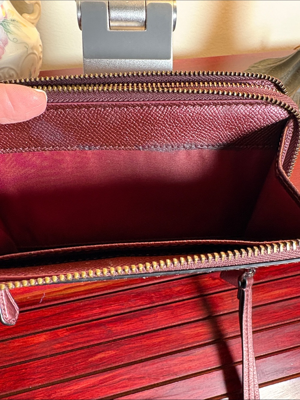 Coach Sparkle Zip-Around Wristlet Wallet in Plum - Picture 9 of 10